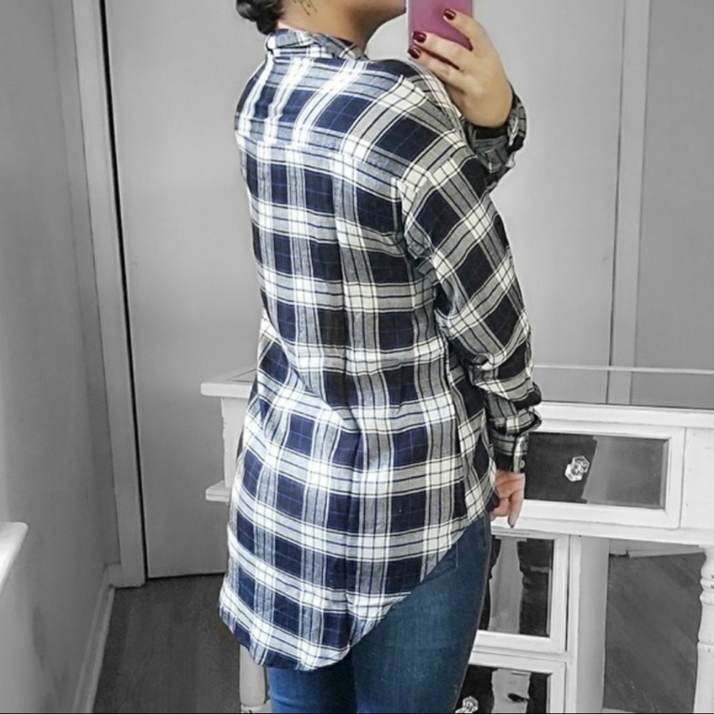 Bella Edge | Bree Blue Black Plaid Checkered Top - Picture 6 of 11